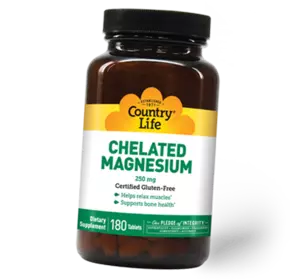 Магний Хелат, Chelated Magnesium 250, Country Life  180таб (36124105)
