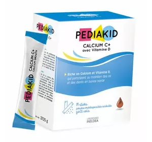 Кальций с Витамином Д для детей, Calcium C+ with Vitamin D, Pediakid  14пакетов (36505003)