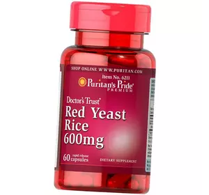Ферментированный Красный дрожжевой рис, Red Yeast Rice 600, Puritan's Pride  60капс (71367029)