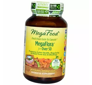 Пробиотики и Пребиотики с Куркумой, MegaFlora Probiotic with Turmeric, Mega Food  60капс (69343003)