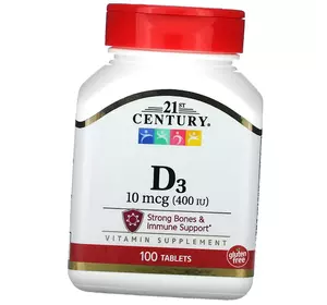 Жевательный Витамин Д3 для взрослых, Vitamin D3 Chewable 400, 21st Century  110таб Апельсин (36440085)