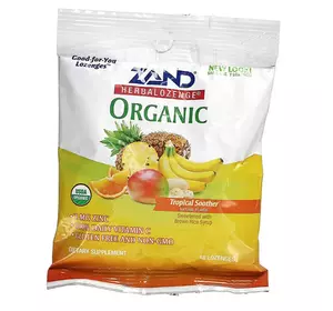 Органические таблетки на основе трав, Herbalozenge Organic Tropical Soother, Zand  18леденцов Тропические фрукты (71574004)