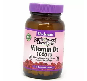 Жевательный Витамин Д, Vitamin D3 1000 Chew, Bluebonnet Nutrition  90таб Малина (36393007)