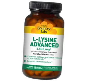 Л Лизин, L-Lysine Advanced 1500, Country Life  180вегкапс (27124008)