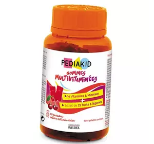 Жевательные Мультивитамины для детей, Multivitamin Gummies, Pediakid  60таб Натуральная вишня (36505004)