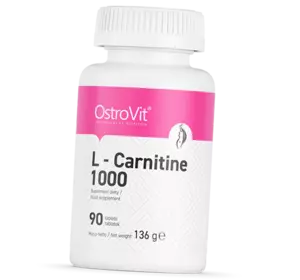 Карнитин Тартрат в таблетках, L-carnitine 1000, Ostrovit  90таб (02250005)