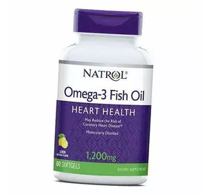 Рыбий жир капсулы, Omega-3 Fish Oil 1200, Natrol  60гелкапс Лимон (67358006)