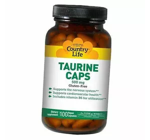 Таурин с Витамином В6, Taurine Caps, Country Life  100вегкапс (27124003)