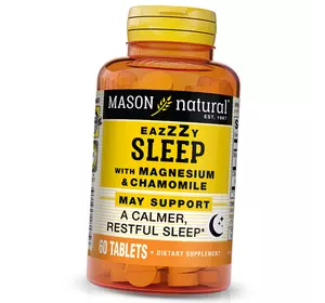 Легкий сон с магнием и ромашкой, Eazy Sleep with Magnesium & Chamomile, Mason Natural  60таб (71529042)