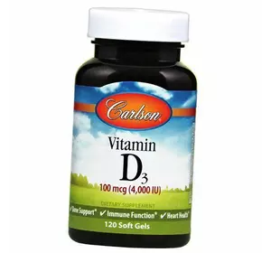 Витамин Д3, Vitamin D3 4000, Carlson Labs  120гелкапс (36353089)