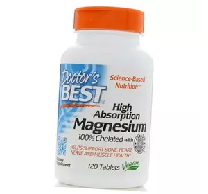 Легкоусвояемый Магний Хелат, High Absorption Magnesium 100, Doctor's Best  120таб (36327002)