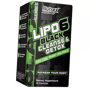 Липо 6 Жиросжигатель, Очищение и Детокс, Lipo-6 Black Cleanse & Detox, Nutrex  60капс (02152026)