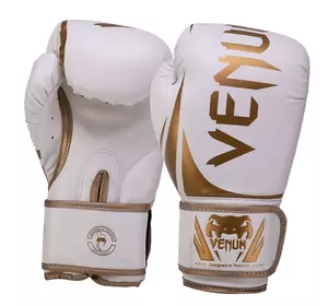 Перчатки боксерские на липучке Challenger VN0661 Venum  14oz Бело-золотой (37470018)