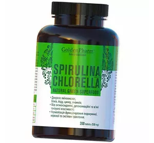 Спирулина и Хлорелла, Spirulina plus Chlorella, Golden Pharm  200таб (71519004)