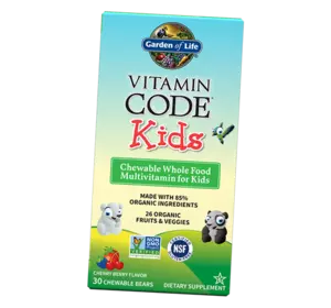 Витамины для детей, Vitamin Code Kids Multivitamin, Garden of Life  30таб Вишня-ягода (36473013)