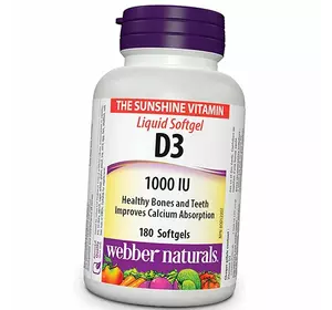 Витамин Д3, Vitamin D3 1000 Softgel, Webber Naturals  180гелкапс (36485028)