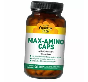 Аминокислоты с Витамином В6, Max-Amino with Vitamin B-6, Country Life  90вегкапс (27124009)