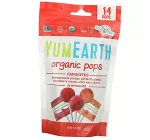 Органические Леденцы, Organic Pops Favorites, YumEarth  85г Ассорти (05608001)