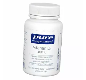Витамин Д3, Vitamin D3 400 , Pure Encapsulations  120вегкапс (36361091)