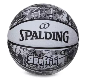 Мяч баскетбольный резиновый Graffiti 84375Y Spalding  №7 Бело-черный (57483065)