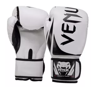 Перчатки боксерские на липучке Challenger VN1108 Venum  10oz Бело-черный (37470019)
