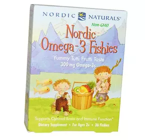 Рыбий жир для детей, Nordic Omega-3 Fishies, Nordic Naturals  36гелкапс Тутти фрутти (67352013)