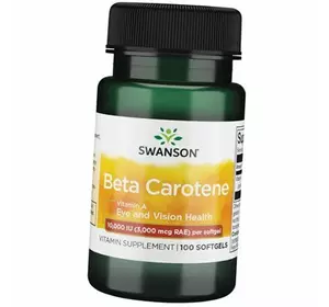 Витамин А, Beta-Carotene 10000, Swanson  100гелкапс (36280053)