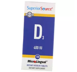 Витамин Д3 быстрорастворимый, Vitamin D3 400, Superior Source  100таб (36606002)