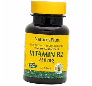 Рибофлавин с замедленным высвобождением, Vitamin B2 250 Sustained Release, Nature's Plus  60таб (36375179)