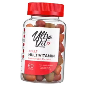 Жевательные Мультивитамины для взрослых, UltraVit Adult Multivitamin Gummies, VP laboratory  60таб Апельсин-вишня-клубника (36099013)