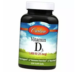 Витамин Д3, Vitamin D3 1000, Carlson Labs  250гелкапс (36353085)