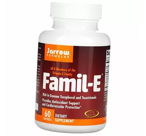 Витамин Е, Смесь токоферолов, Famil-E, Jarrow Formulas  60гелкапс (36345068)