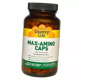 Аминокислоты с Витамином В6, Max-Amino with Vitamin B-6, Country Life  180вегкапс (27124009)