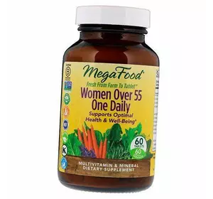 Витамины для женщин после 55 лет, Women Over 55 One Daily, Mega Food  60таб (36343019)