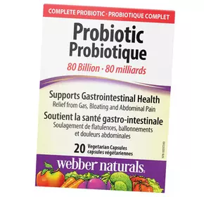 Пробиотики для взрослых, Probiotic 80 Billion 8 Probiotic Strains, Webber Naturals  20вегкапс (69485011)