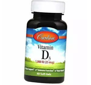 Витамин Д3, Vitamin D3 1000, Carlson Labs  60гелкапс (36353085)