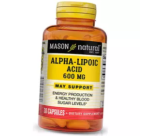 Альфа Липоевая кислота в капсулах, Alpha Lipoic Acid 600, Mason Natural  30капс (70529005)