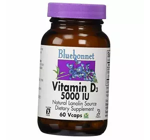 Витамин Д3, Vitamin D3 5000 Caps, Bluebonnet Nutrition  60вегкапс (36393011)