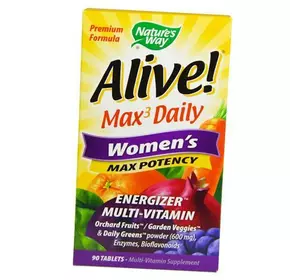 Мультивитамины для женщин, Alive! Women's Max Potency, Nature's Way  90таб (36344055)