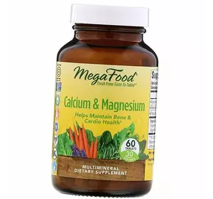 Витамины для здоровья костей и мышц, Calcium & Magnesium, Mega Food  60таб (36343037)
