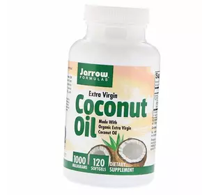 Натуральное кокосовое масло холодного отжима, Coconut Oil Extra Virgin 1000, Jarrow Formulas  120гелкапс (71345013)