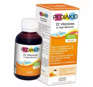 Детские витамины, 22 Vitamins And Minerals, Pediakid  125мл Апельсин-абрикос (36505001)