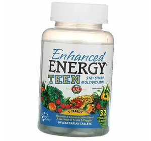 Витамины для подростков, для памяти и концентрации, Enhanced Energy Teen, KAL  60вегтаб (36424020)