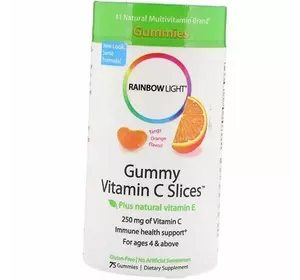 Витамин С для детей, Gummy Vitamin C Slices, Rainbow Light  75таб Апельсин (36316015)