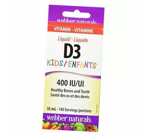 Витамин Д для детей, Vitamin D3 Kids Liquid 400, Webber Naturals  35мл (36485029)