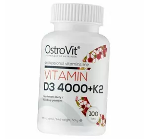 Витамин Д3 К2, Vitamin D3 4000 + K2, Ostrovit  100таб (36250039)