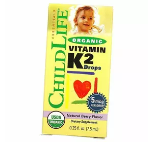 Органический Витамин К2 для детей, Organic Vitamin K2, ChildLife  7,5мл Ягода (36514003)