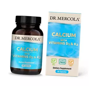 Кальций с Витаминами Д3 и К2, Calcium with Vitamins D3 & K2, Dr. Mercola  30капс (36387037)