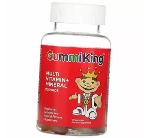 Мультивитамины и Минералы для детей, Multi Vitamin + Mineral For Kids, GummiKing  60таб Фруктовый (36536001)