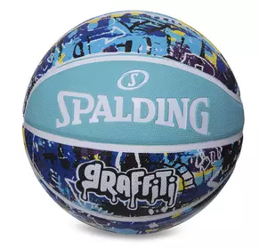 Мяч баскетбольный резиновый Graffiti 84373Y Spalding  №7 Голубо-синий (57484071)